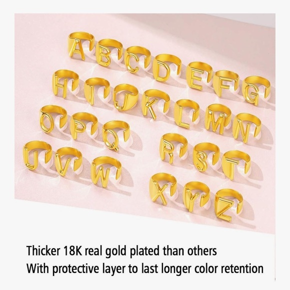 Initials Gold Adjustable Open Ring - Picture 2 of 3